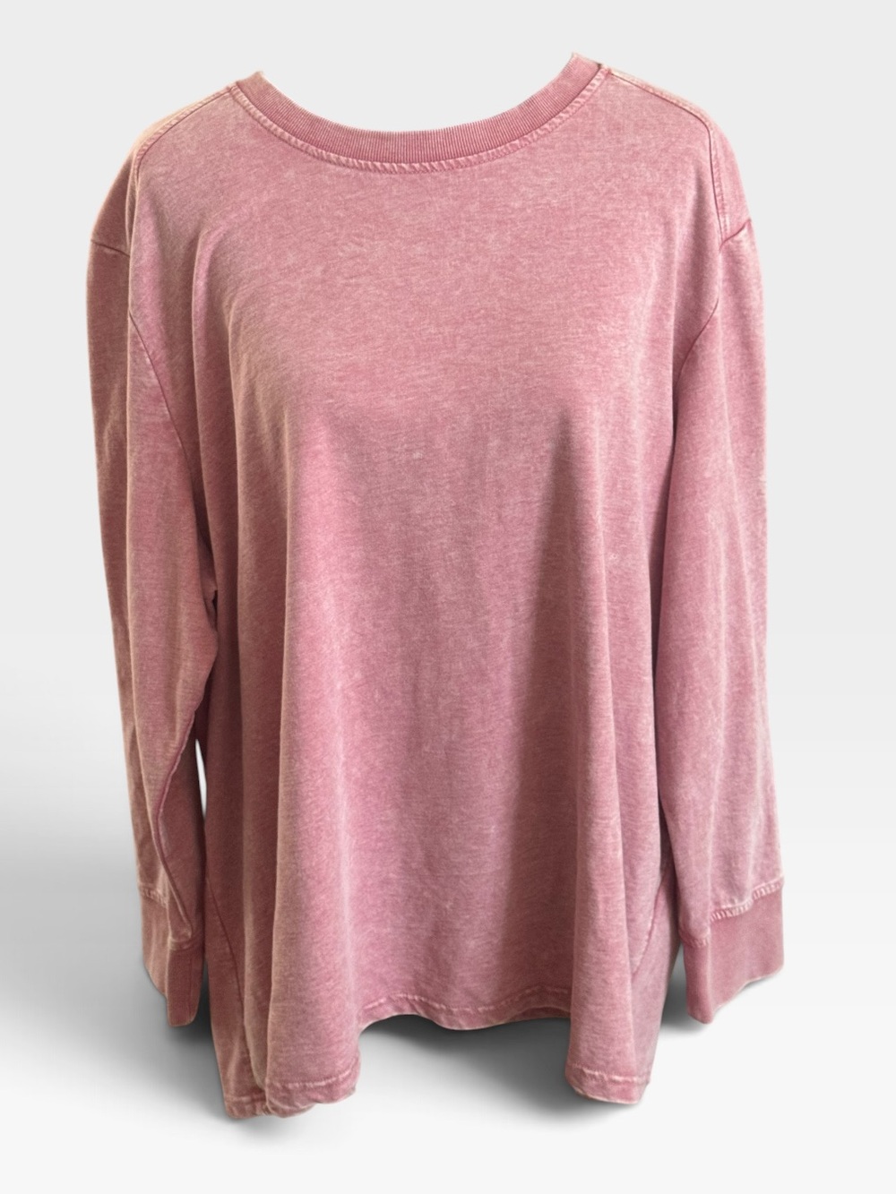 Jane and Delancey Washed Rose Long Sleeve Crewneck back buttons top blouse Sz 2X